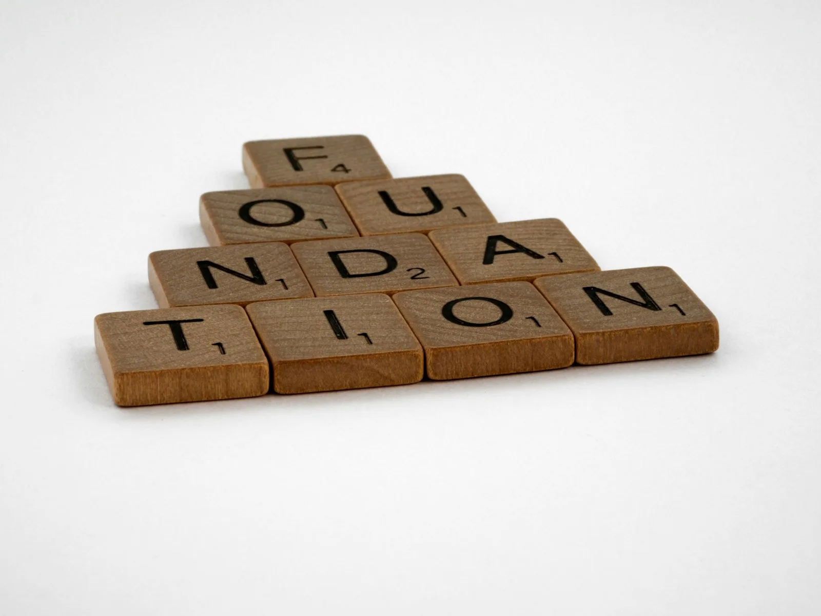 Blocks of letters forming the word “FOUNDATION”