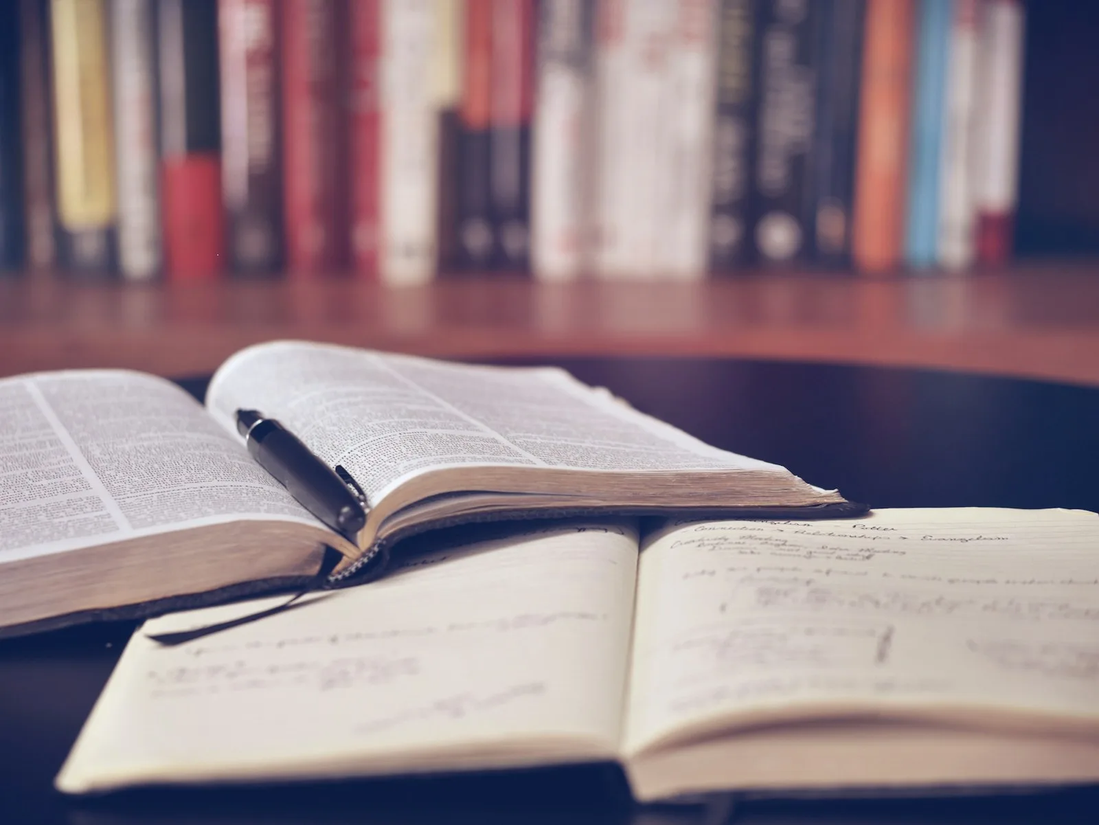 Photo of a person studying financial literature in a library