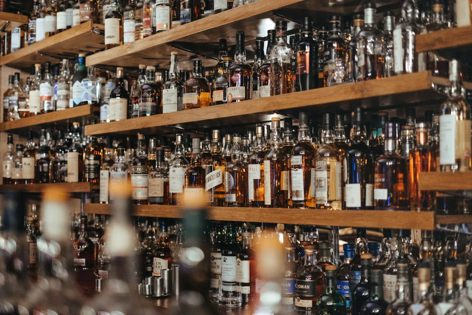 Photo of huge collection of alcohol bottles