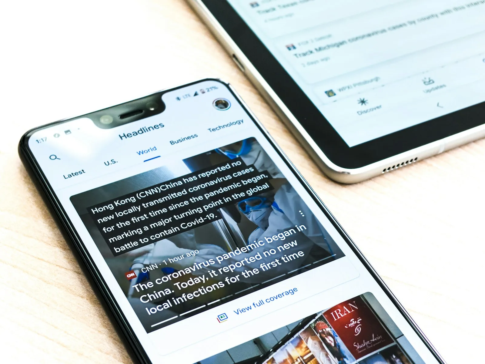 A person reading news on Google