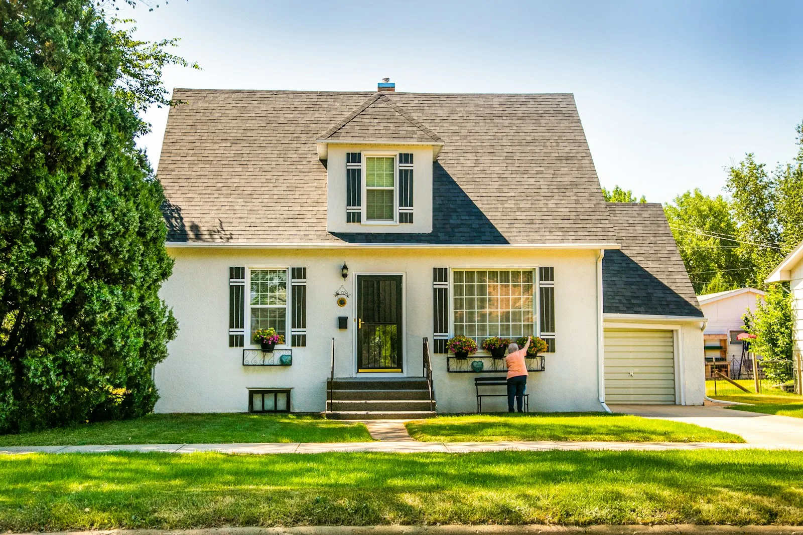 A beautiful house with a lawn