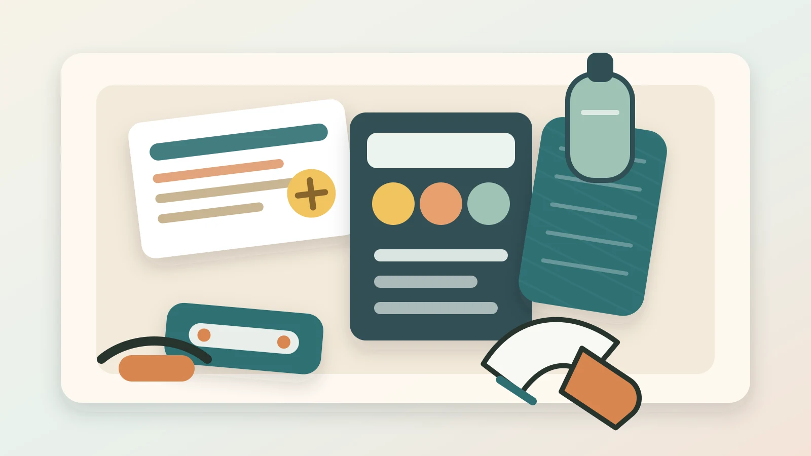 Fitness budget planning desk with running shoes, a gym card, calendar, calculator, water bottle, towel, and expense tracking notes
