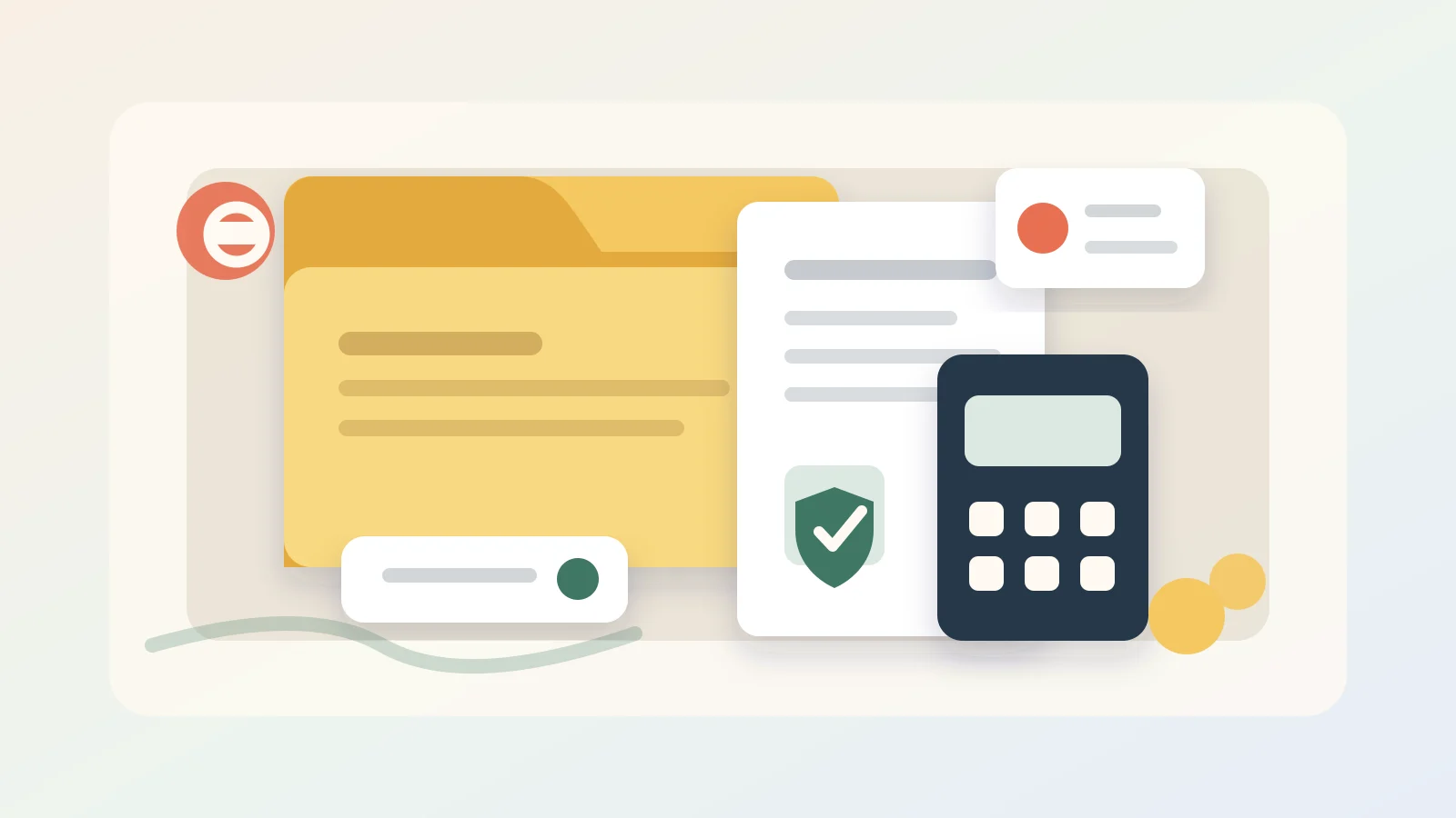 Desk with an insurance claim folder, receipts, calculator, and phone arranged for a budget review